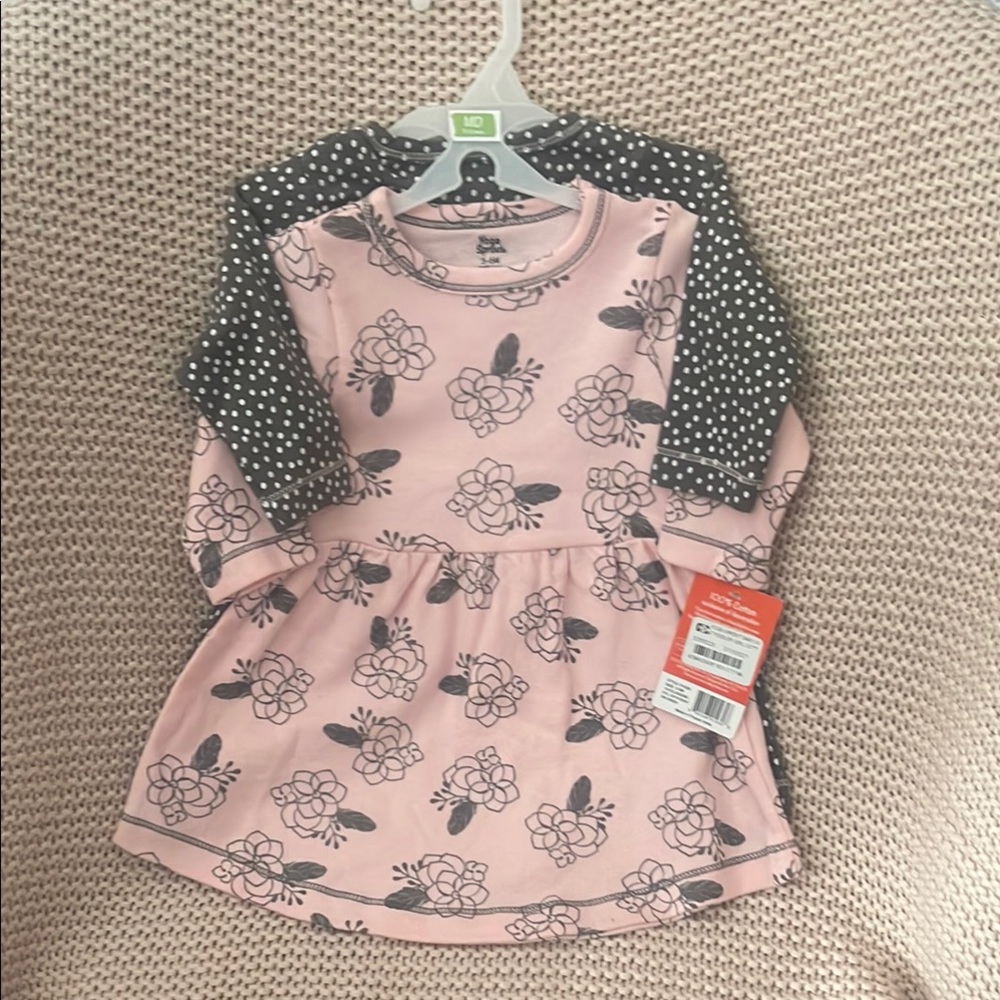 Pink Floral Dress with Polka Dot Sleeves